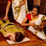 Woman having Ayurvedic body  spa massage.